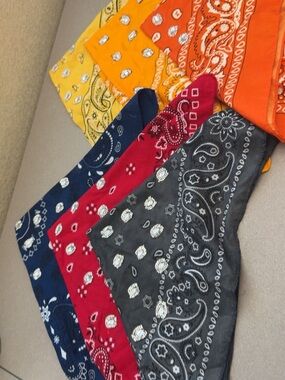 Others Follow Paisley Bandana Scarf Set - Red, Navy, Gray, Orange, Yellow, Pink